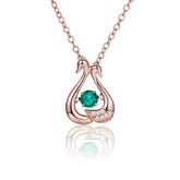 Round Green Zircon Little Swans Necklace